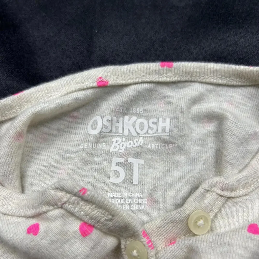 OshKosh B’gosh‎ Girls Beige Pink Heart Long Sleeve Shirt Size 5T